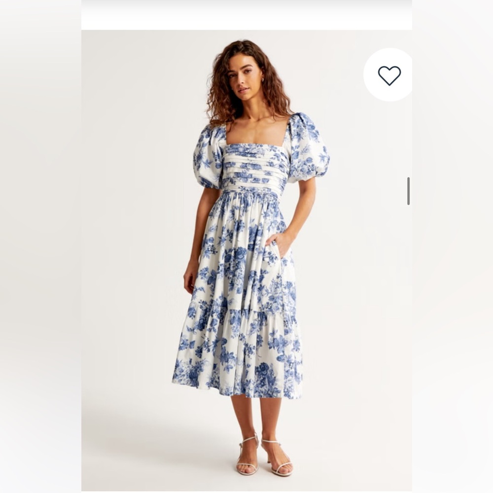 Abercrombie Emerson Poplin puff sleeve midi dress